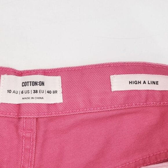 Cotton On High A Line Jean Shorts Womens Size 6 Pink Jorts Summer Spring Vacay - Picture 3 of 8